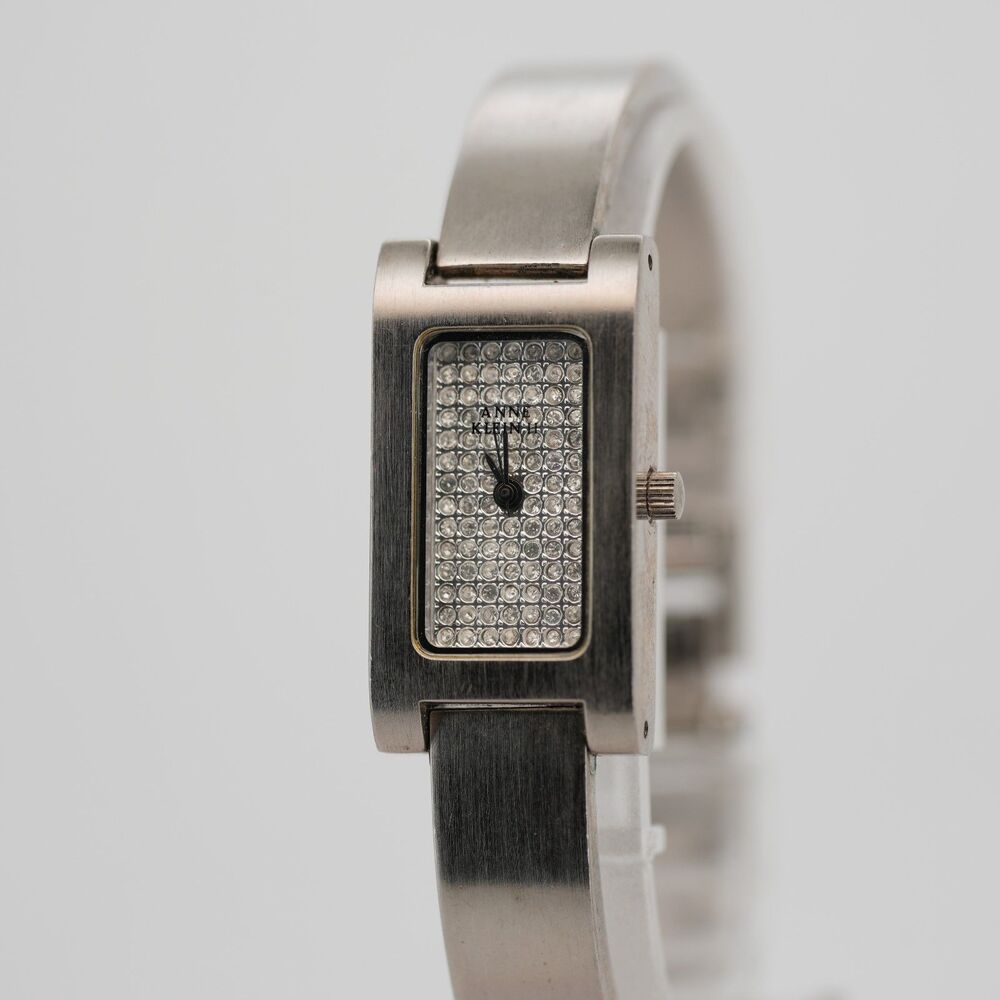 Anne Klein 10/3414-5 Tank Crystal Dial Bangle Watch 17mm New Battery